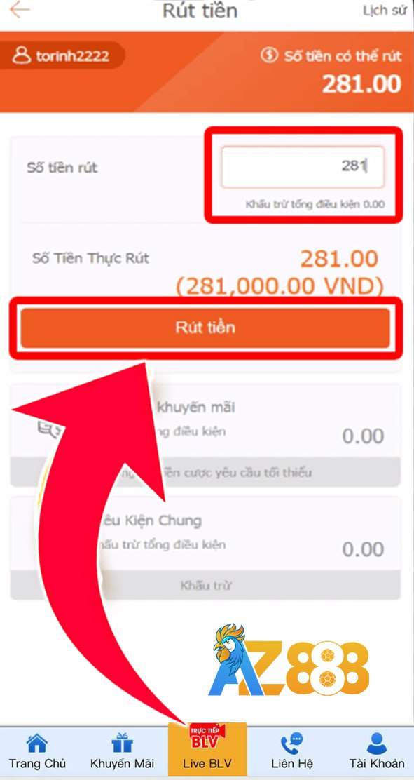 Điền số tiền muốn rút
